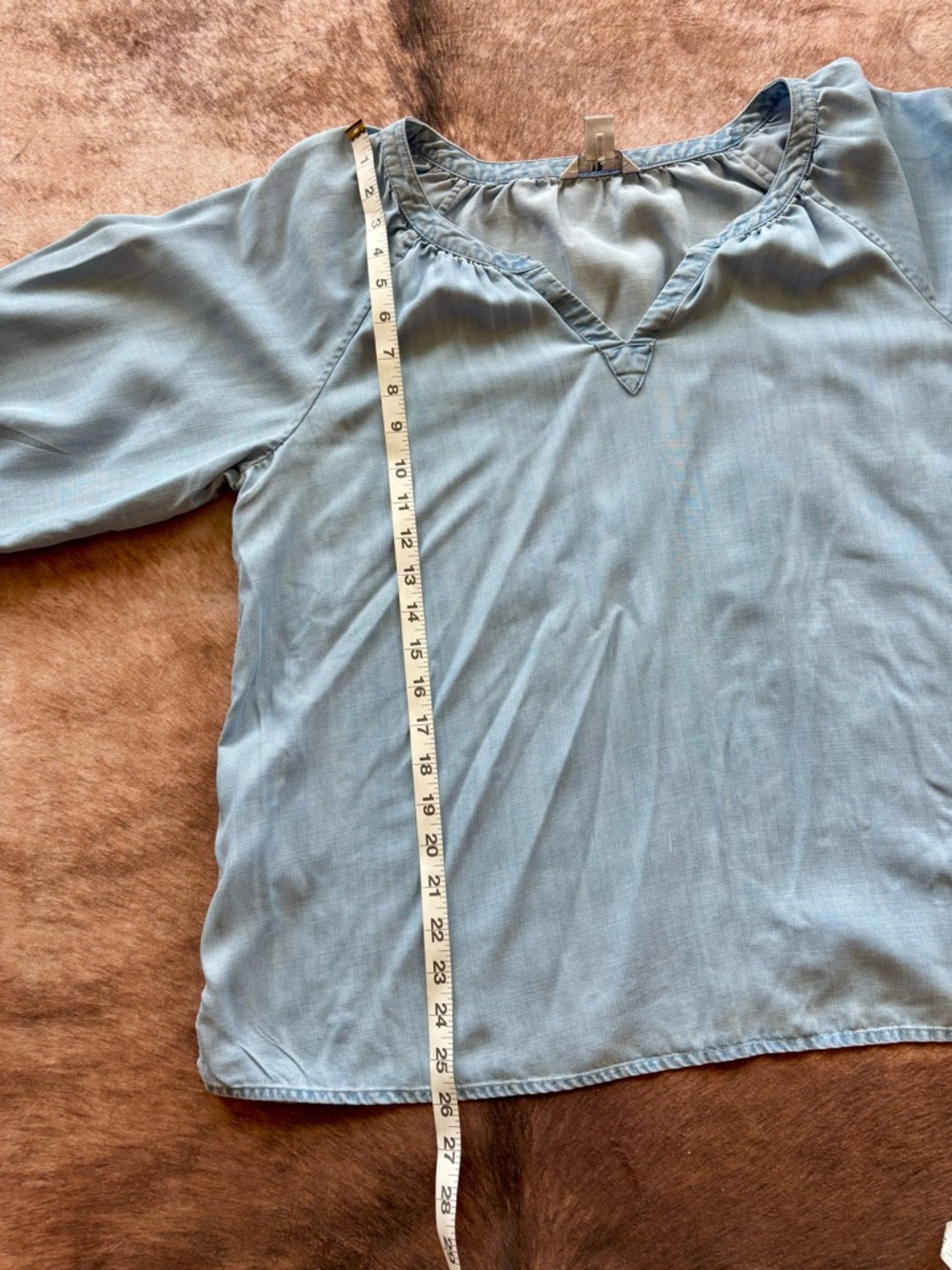 TOMMY BAHAMA CHAMBRAY MONTAUK 3/4-SLEEVE TOP LT STORM WASH LARGE‎ - Picture 9 of 9